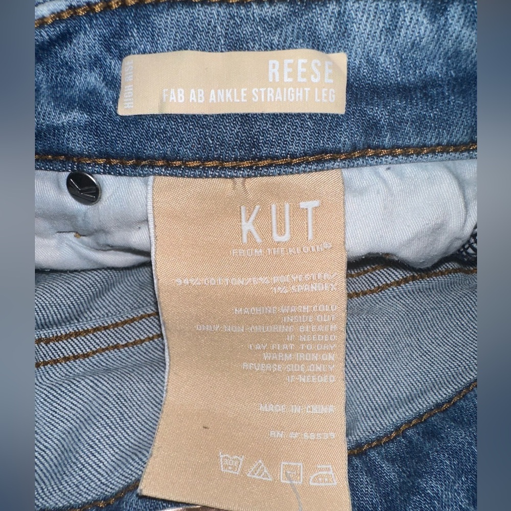 Kut From The Kloth Reese Ankle Straight Leg‎ Denim Raw Hem Jeans Women’s Size 4 - Picture 4 of 9